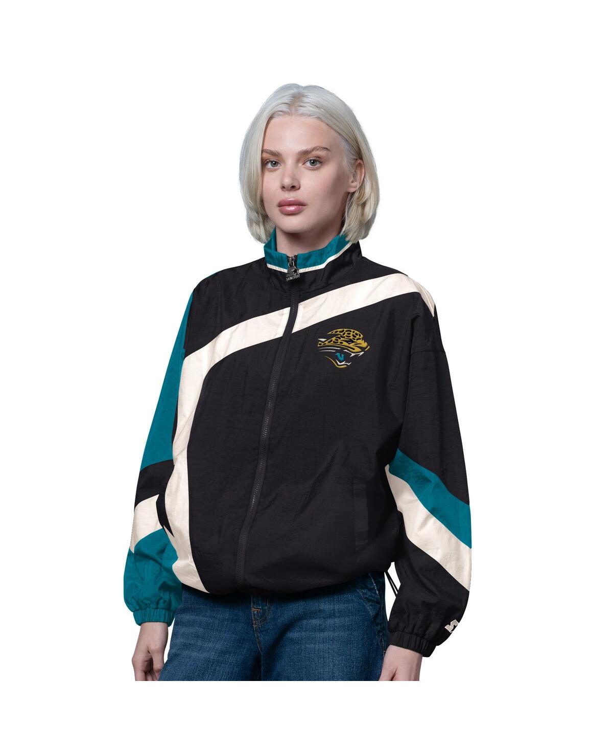 Starter Women's Black/teal Jacksonville Jaguars 1st Quarter Full-zip Windbreaker Jacket In Multi