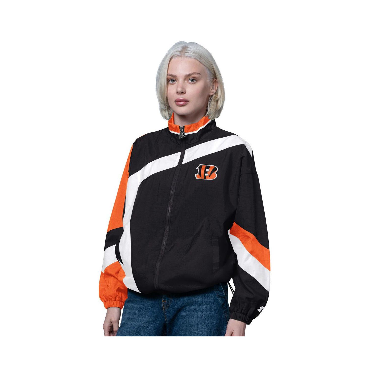 Women's Black/Orange Cincinnati Bengals 1st Quarter Full-Zip Windbreaker Jacket