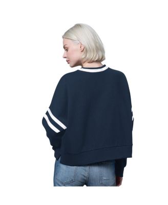Women's Navy Dallas Cowboys Rally Drop Shoulder Cropped Sweatshirt