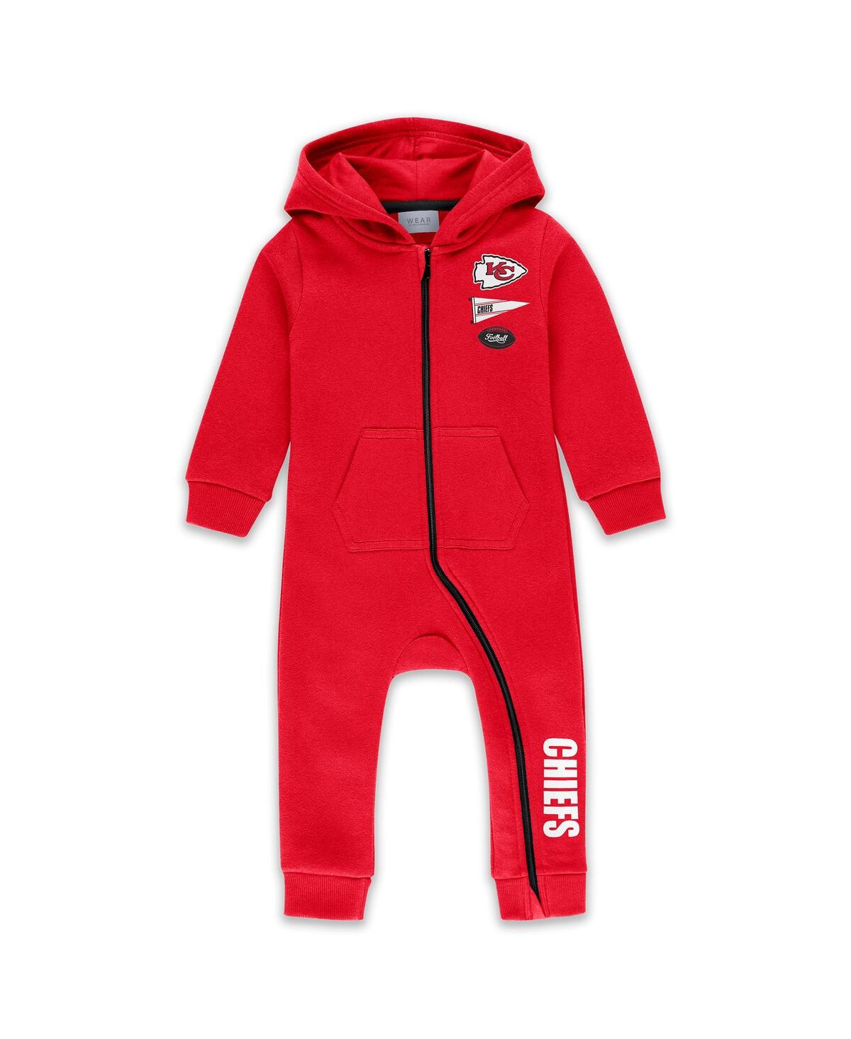 Wear By Erin Andrews Baby Boys And Girls Red Kansas City Chiefs Hooded Fleece Coverall In Red