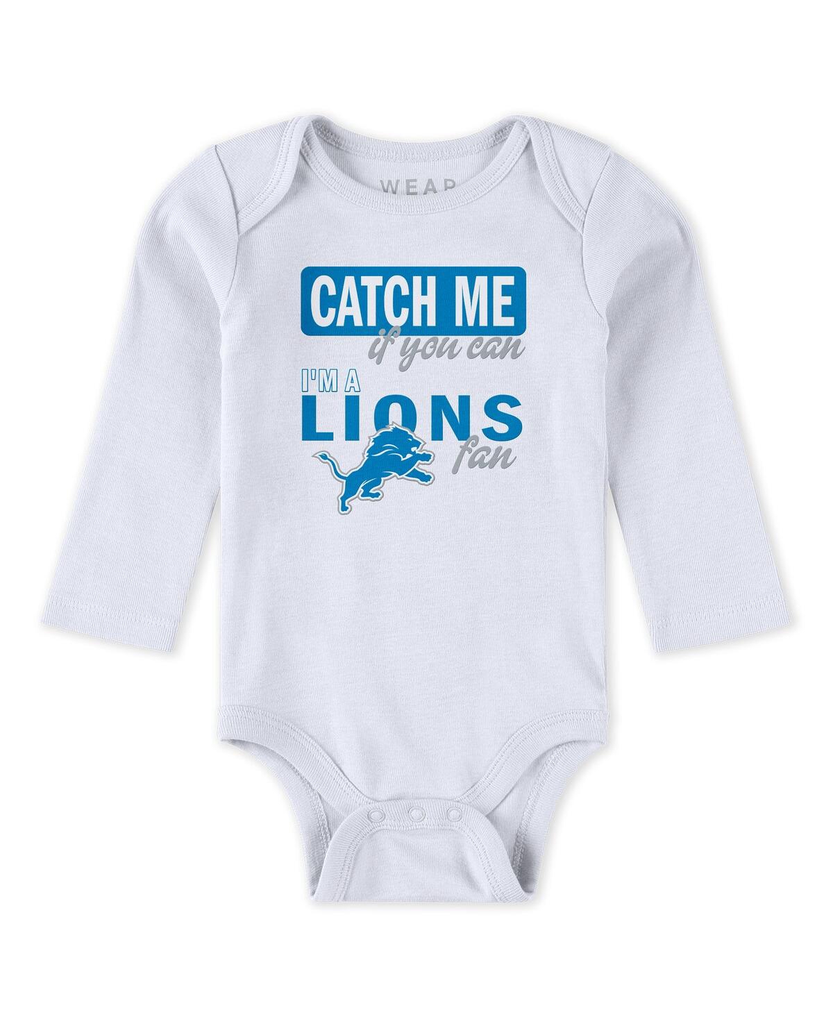 Wear By Erin Andrews Baby Boys And Girls 2-piece Detroit Lions Turn Me Around Bodysuits And Pant Set In White
