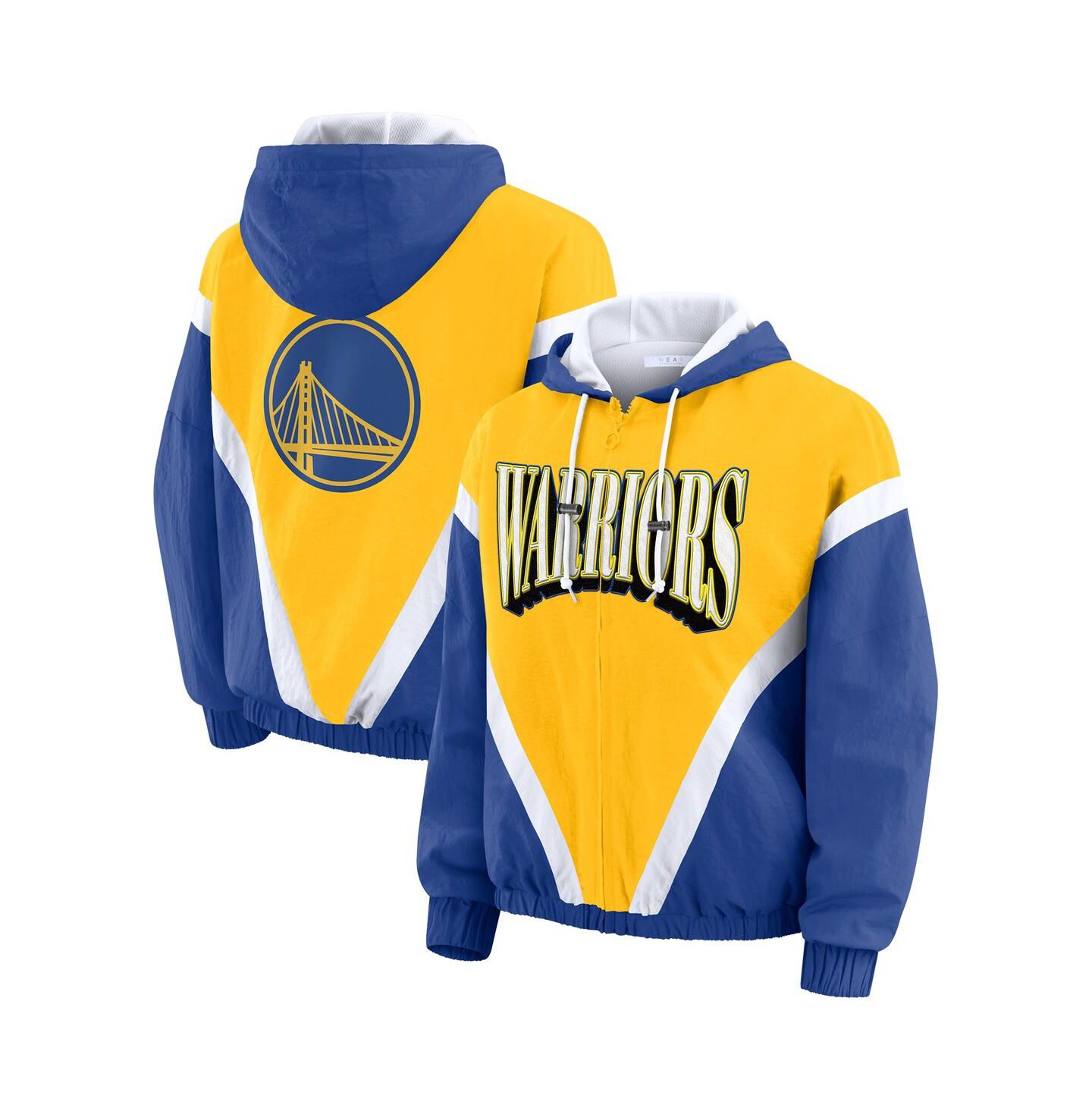 Женская куртка WEAR by Erin Andrews Gold/Royal Golden State Warriors Color-Block Full-Zip Windbreaker — фото 1