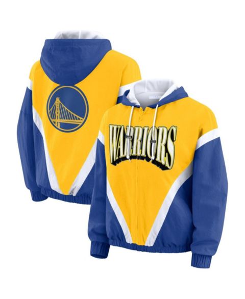 Женские куртки WEAR by Erin Andrews Women's Gold/Royal Golden State Warriors Color-Block Full-Zip Windbreaker Jacket