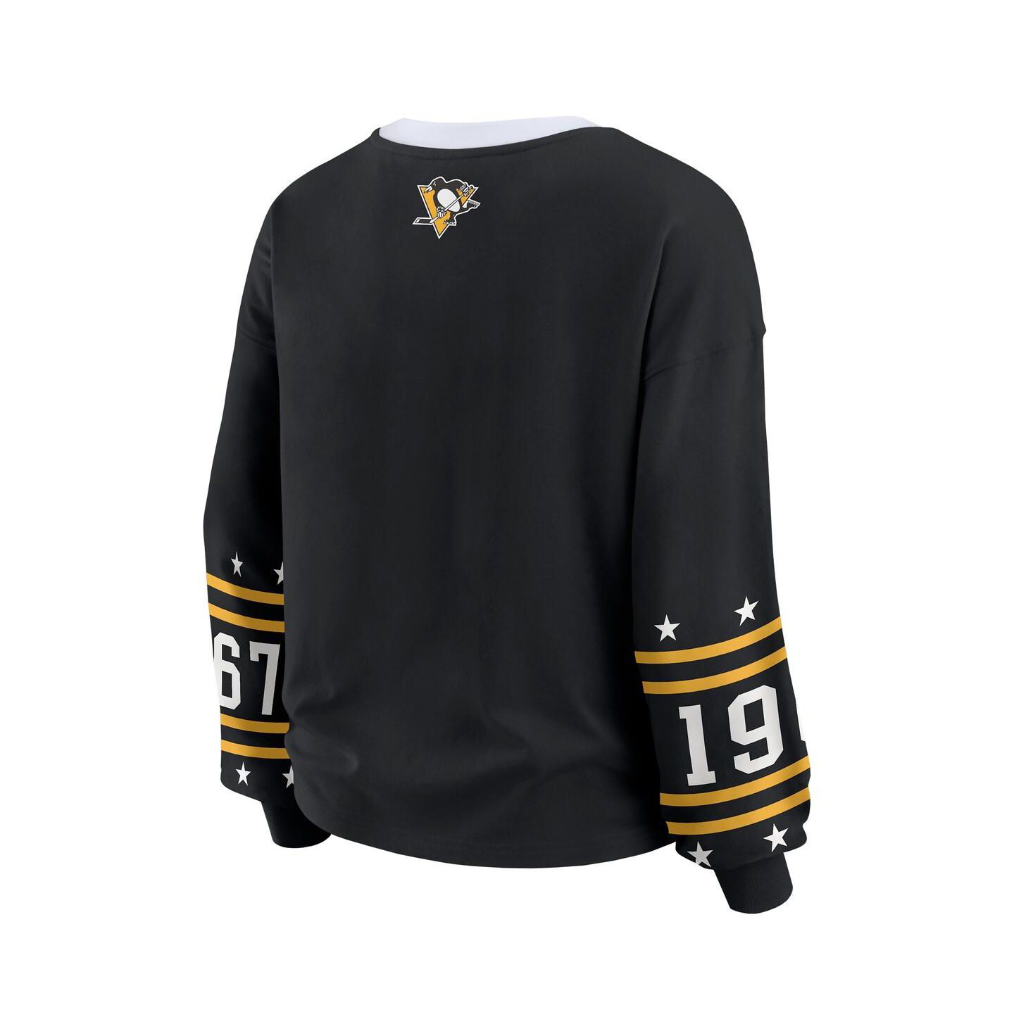 Женская футболка WEAR by Erin Andrews Black Pittsburgh Penguins Long-Sleeve Sport — фото 3