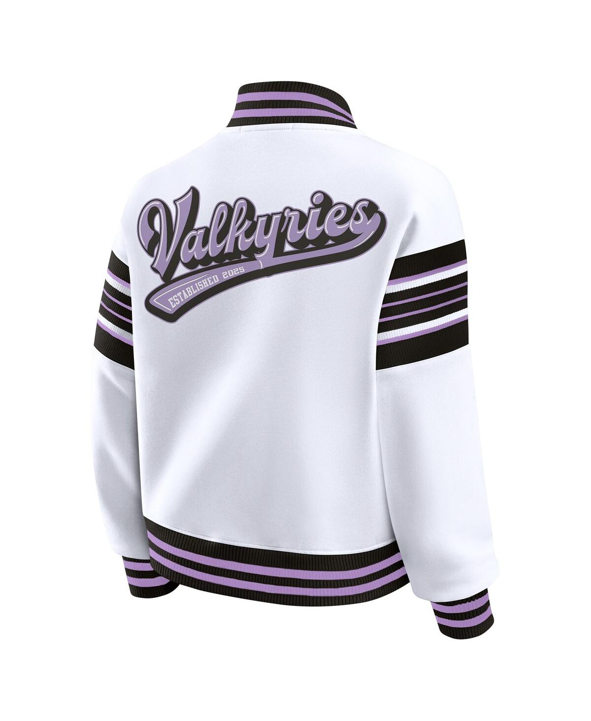 Wear By Erin Andrews Women's White/black Golden State Valkyries Full-snap Fleece Sweatshirt Jacket In White