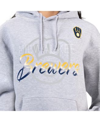 Women's Heather Gray Milwaukee Brewers Shadow Logo Graphic Pullover Hoodie