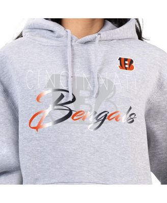 Women's Gray Cincinnati Bengals Shadow Logo Fleece Pullover Hoodie