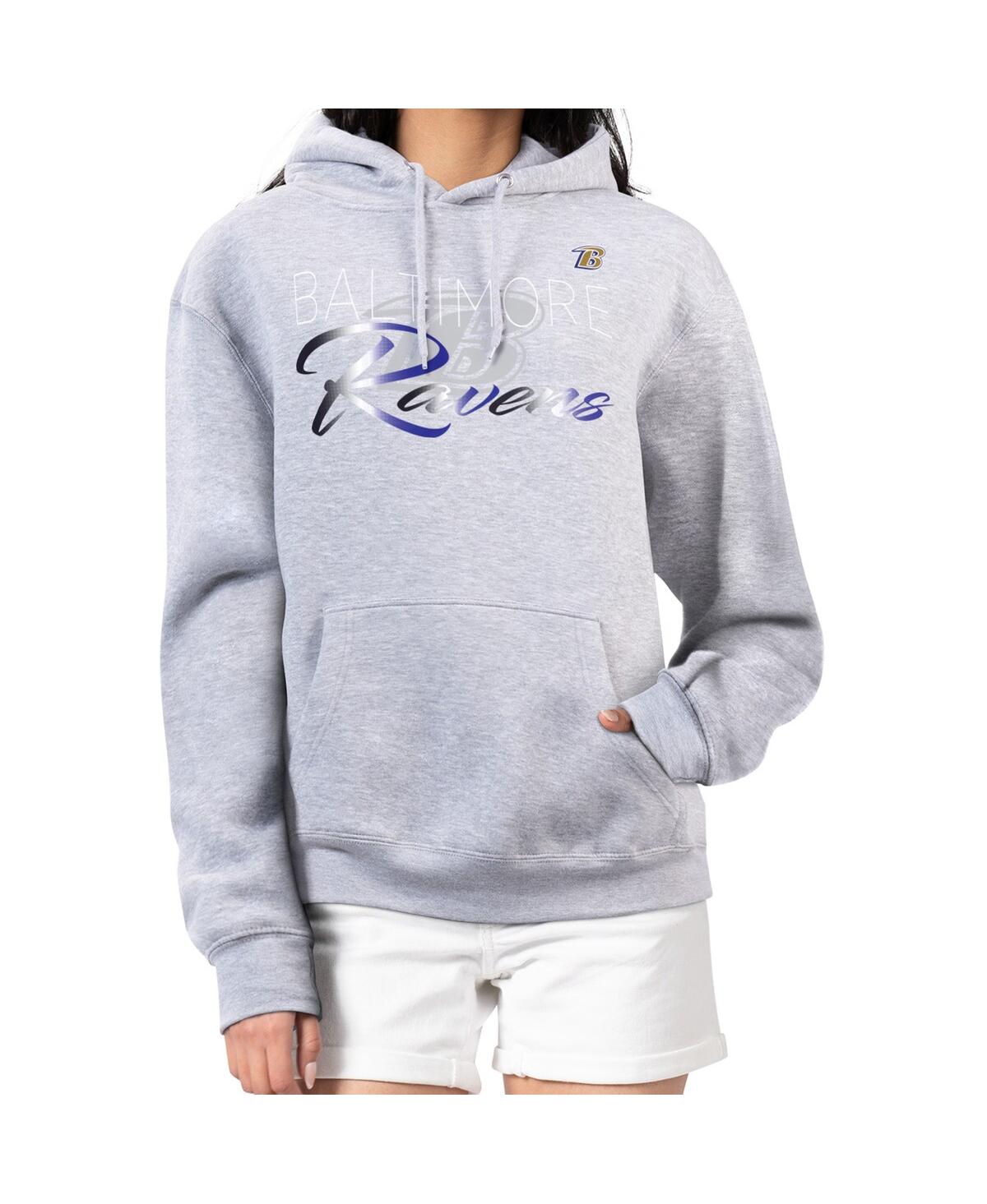 G-iii 4her By Carl Banks Women's Gray Baltimore Ravens Shadow Logo Fleece Pullover Hoodie