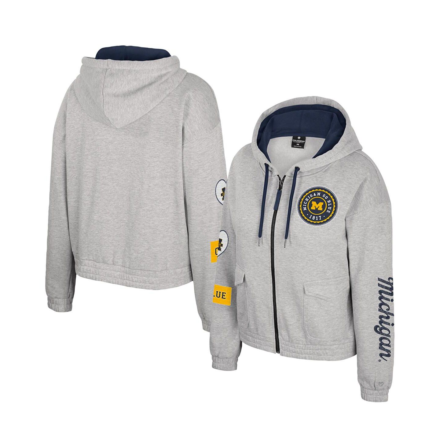 Женская куртка Colosseum Gray Michigan Wolverines Alfie Full-Zip Hoodie Jacket — фото 1