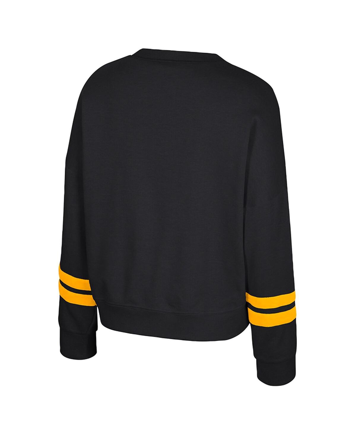 Colosseum Women's Black Missouri Tigers Splashy Crewneck Fleece Sweatshirt In Black