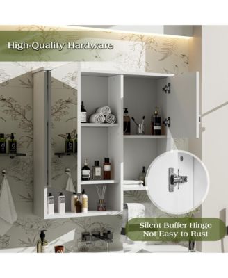29'' x 28'' Wall Mounted Bathroom Medicine Cabinet with Mirror & Towel Bar