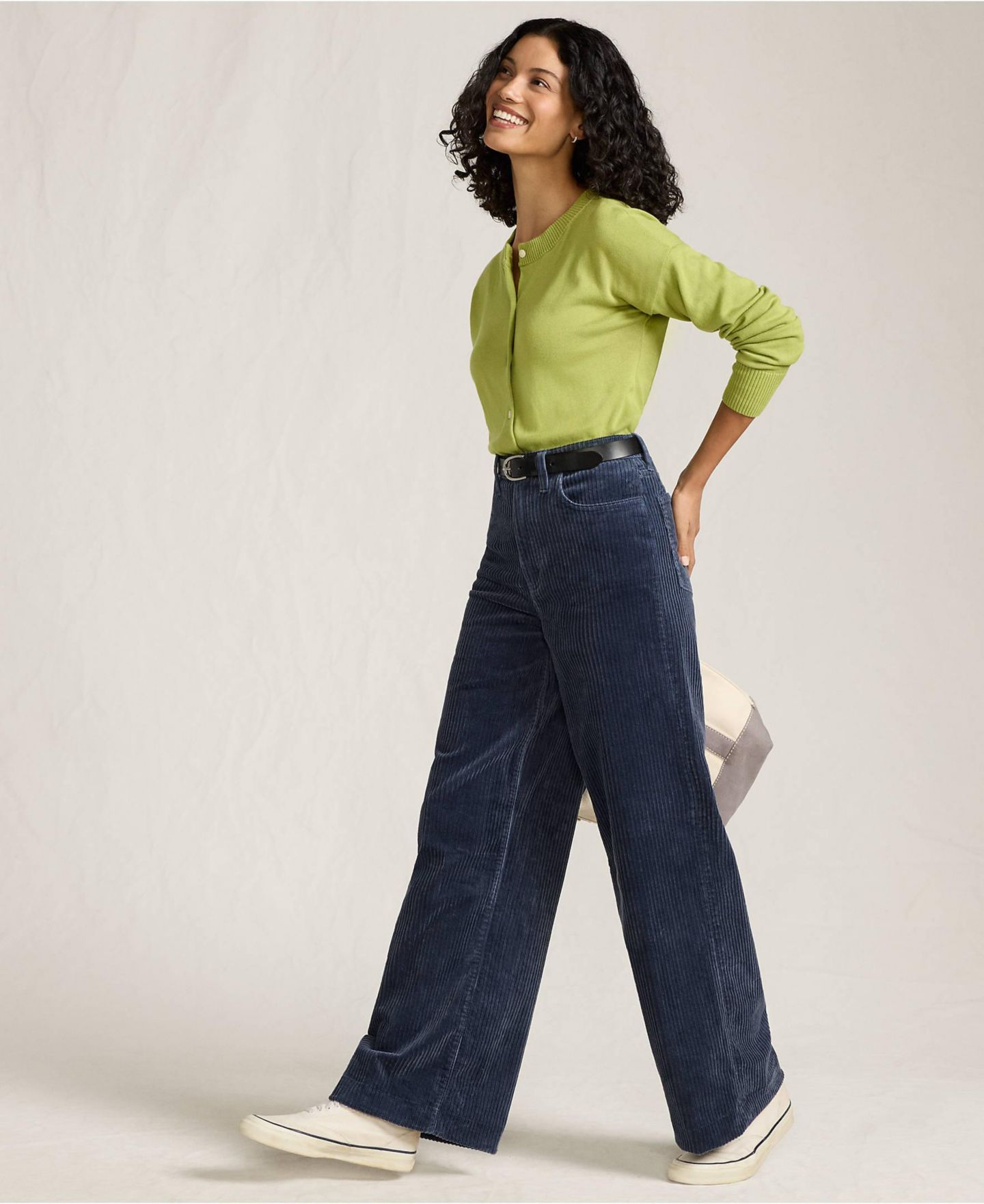 Женские брюки Lands' End High Rise Wide Leg Corduroy, цвет: Пыльный индиго — фото 4