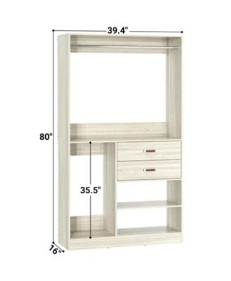 8FT Walk In Closet Organizer with 3 Shelving Towers, 2 Drawers Heavy Duty Clothes Rack