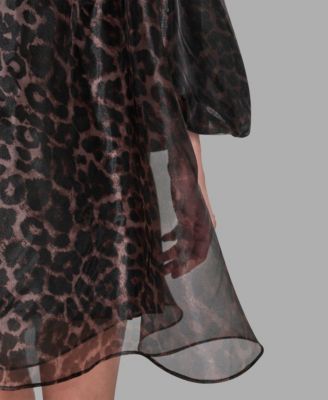 Women's Animal Print Sweetheart Neck Short Dress