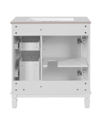 30-Inch Bathroom Vanity with Ceramic Sink, Small Bathroom Cabinet, 2 Drawers & Adjustable Storage Shelf