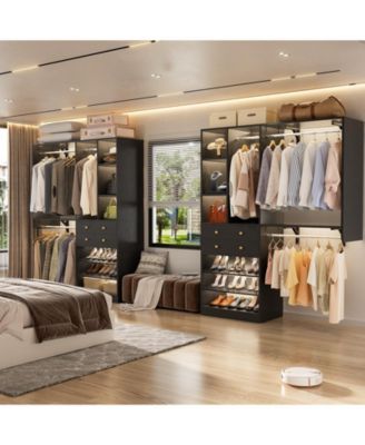 Closet System with Wooden Drawers and Two Hanging Rods