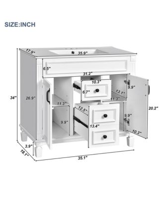 36'' Bathroom Vanity with Top Sink, Mirror Cabinet, 2 Soft Closing Doors & 2 Drawers