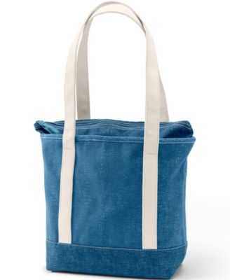 Medium Solid Color 5 Pocket Zip Top Long Handle Canvas Tote Bag