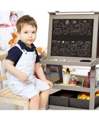 3 in 1 Double-Sided Wooden Kid's Art Easel Whiteboard