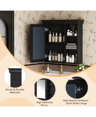30'' x 28'' Wall Mounted Medicine Cabinet with Mirror & Storage Organizer