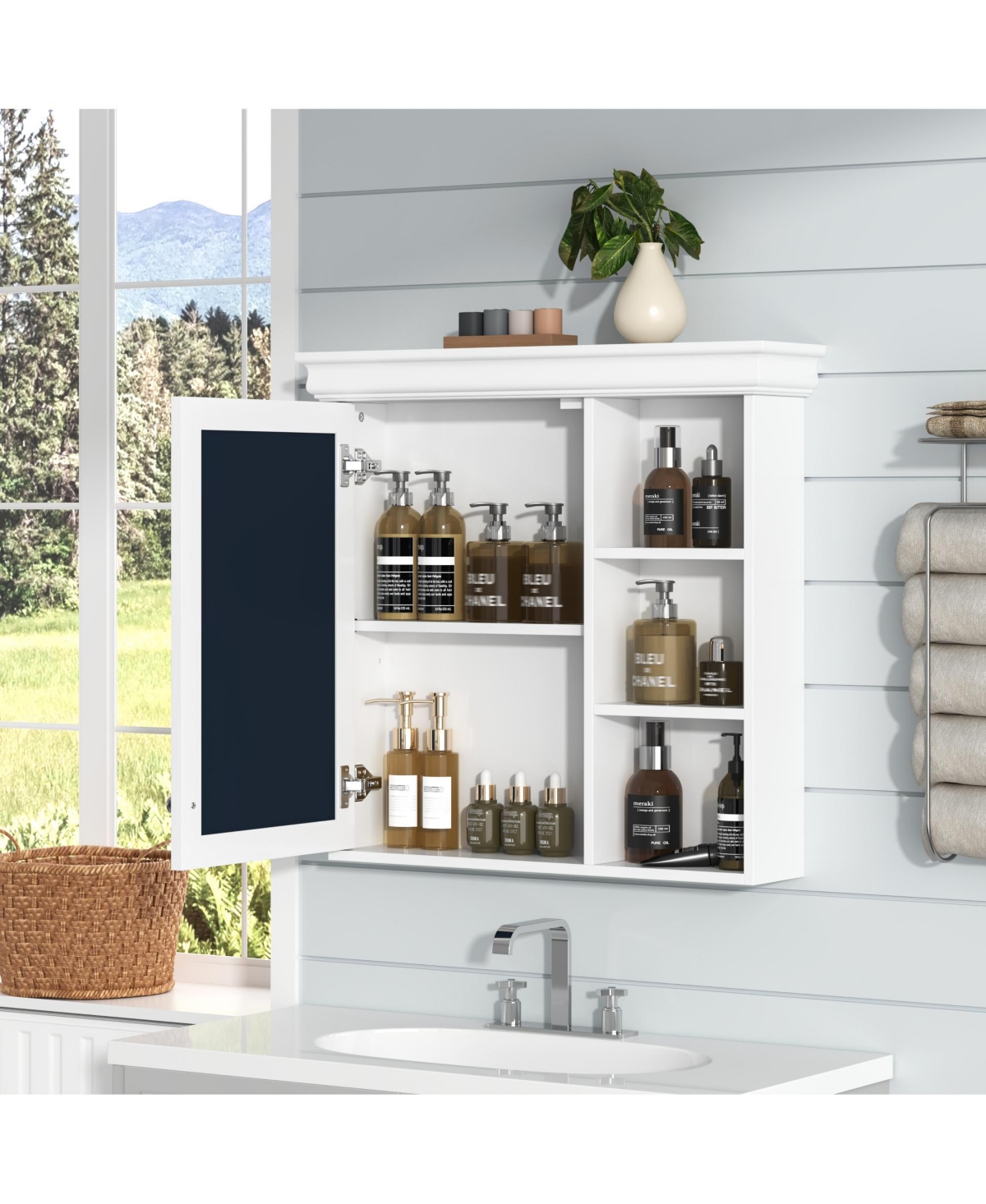 Casainc 30'' x 28'' Wall Mounted Medicine Cabinet with Mirror & Storage Organizer