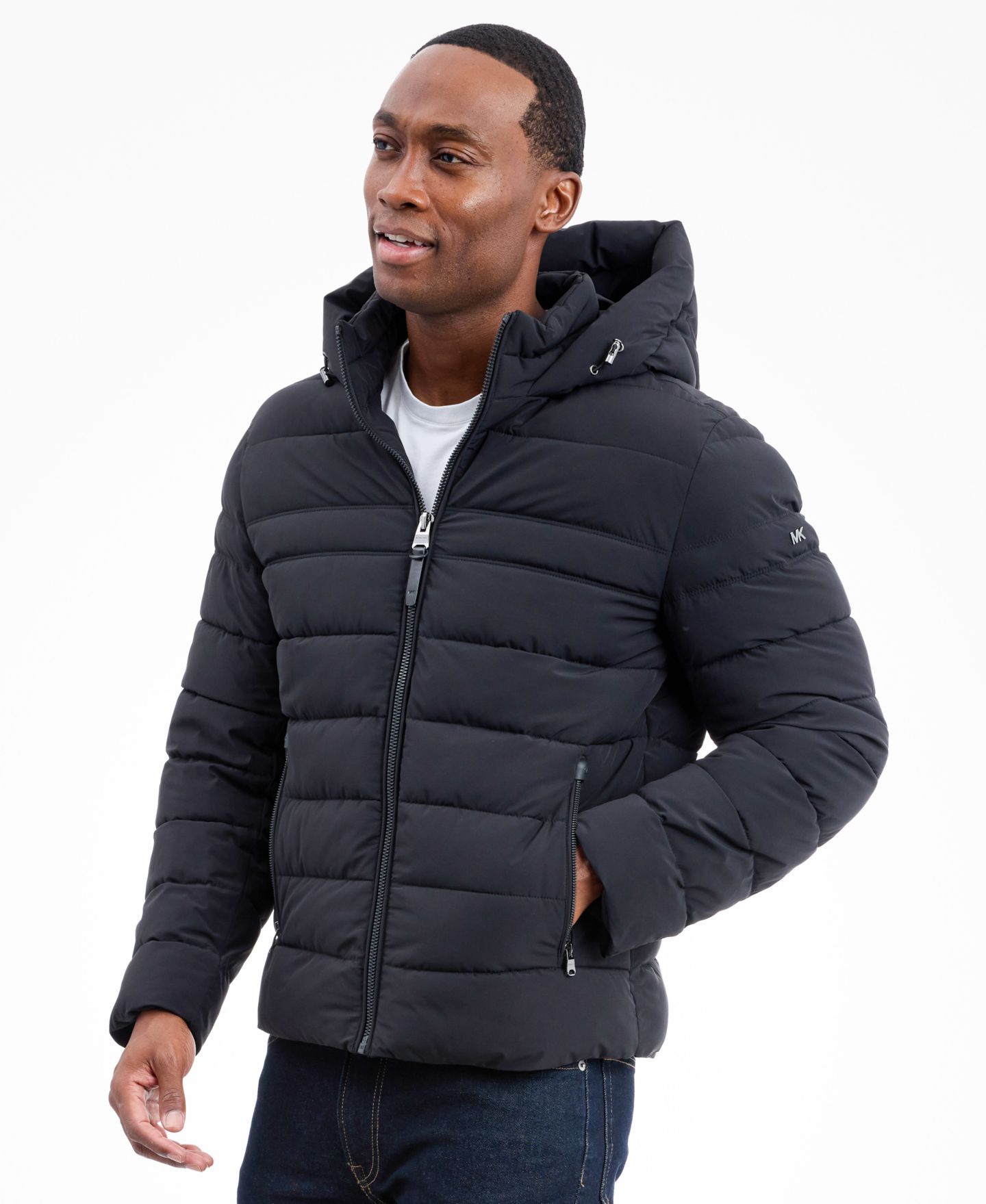 Мужская куртка Michael Kors Dressy Hooded Stretch Packable, цвет: Чёрный — фото 3