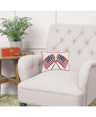 Patriotic Crossed USA American Flag Stars & Stripes Accent Pillow, 14" x 20"