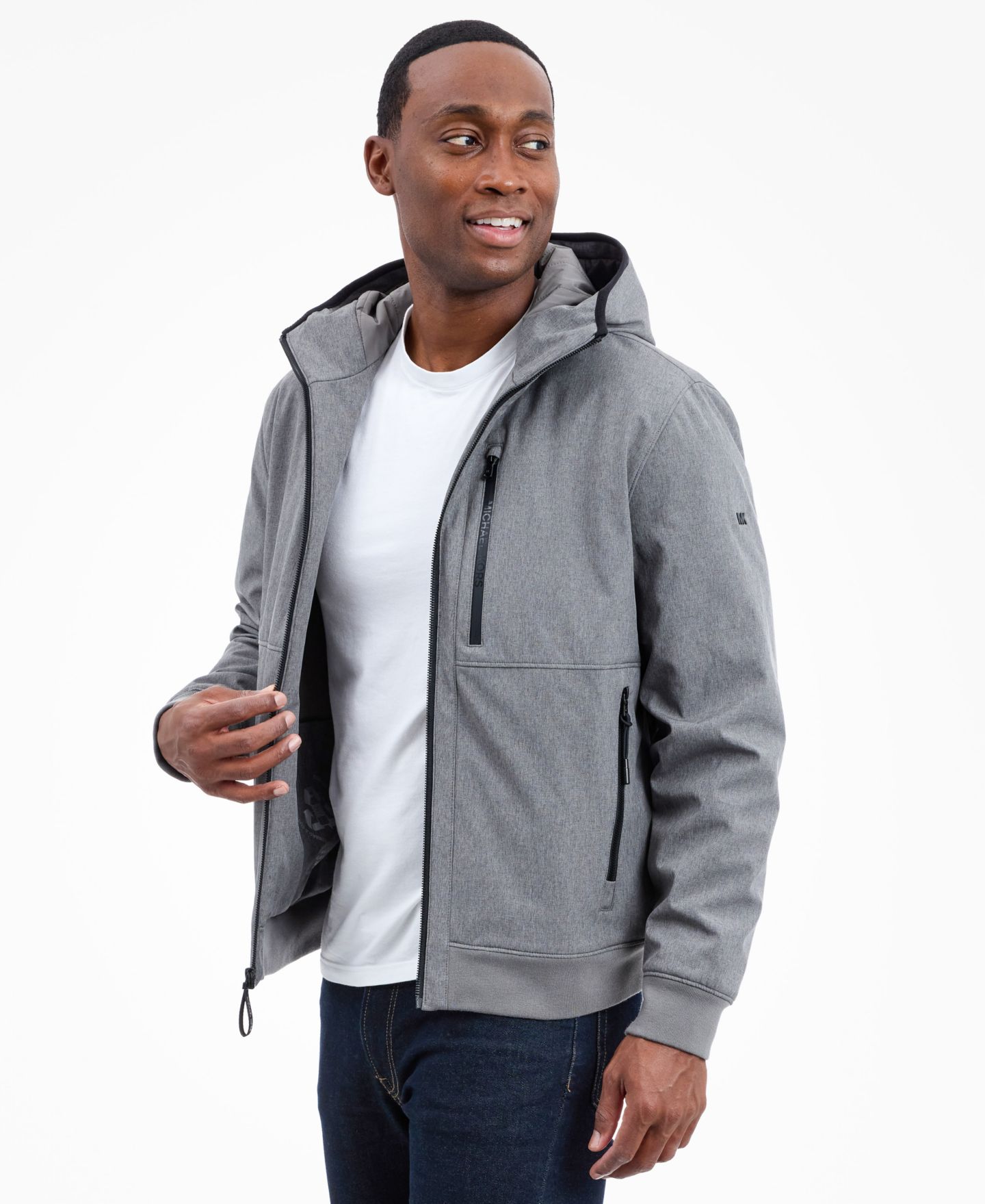 Мужская куртка Michael Kors Hooded Softshell, цвет: Светлый меланжевый серый — фото 3