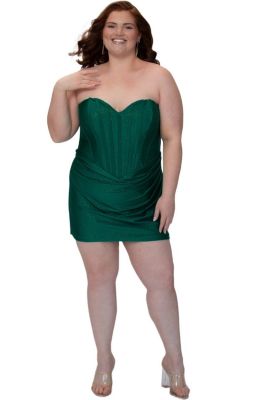 Plus Size Green Strapless Corset Mini Dress