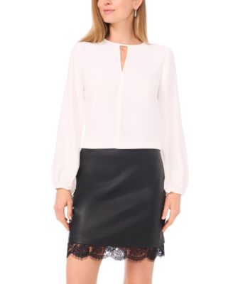 Vince Camuto - Women's Long Sleeve Front Keyhole Top