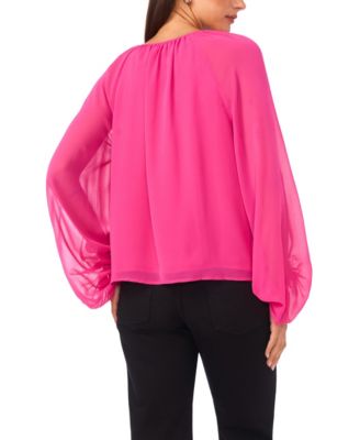 Women's Balloon Sleeve V-Neck Top