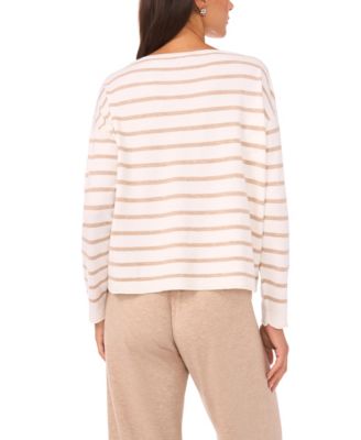 Women's Stripe Rolled Edge Long Sleeves Sweater