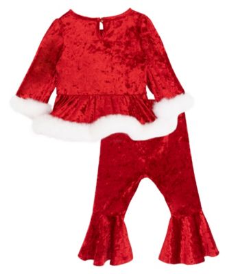 Baby Girls' Santa Crushed Velvet Top and Leggings, 2-Piece Set