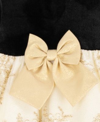 Baby Girls' Velvet Long-Sleeve Bodice Dress and Diaper Cover, 2-Piece Set