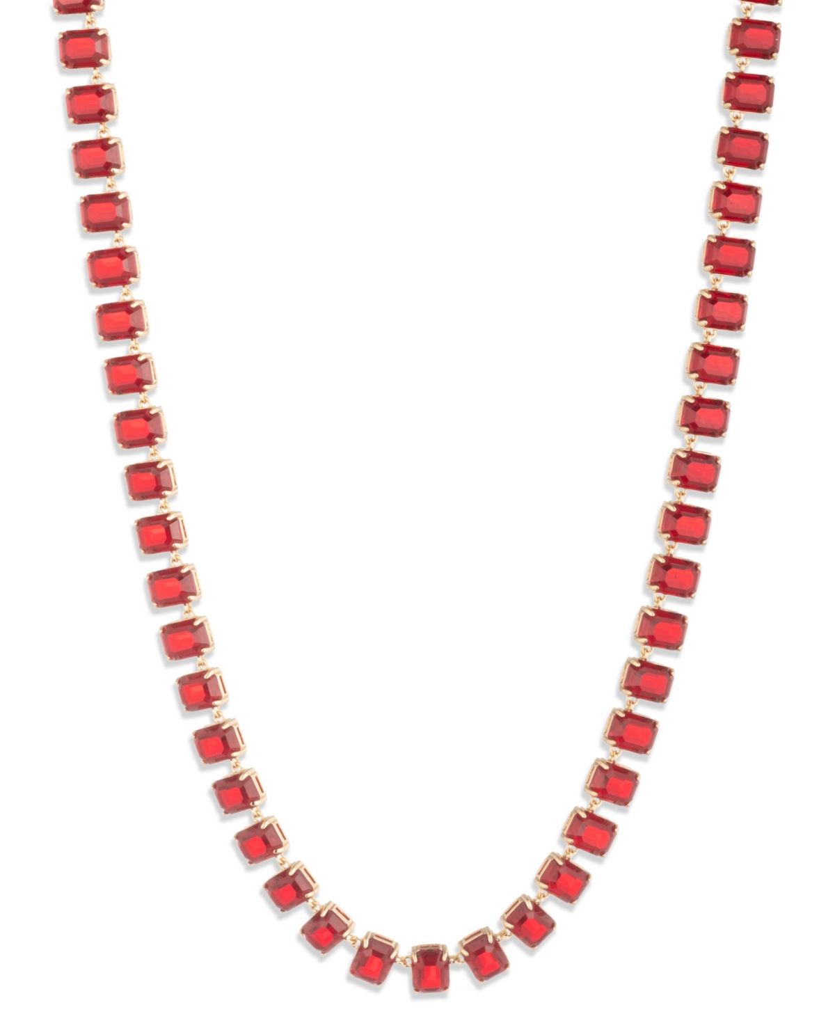 Ralph Lauren Siam Glass Stone Tennis Collar Necklace In Red