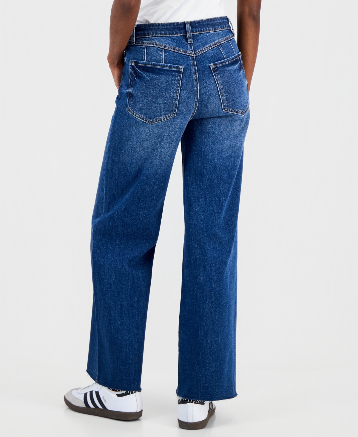 Indigo Rein Juniors' High-rise Curvy-fit Wide-leg Jeans In Blue