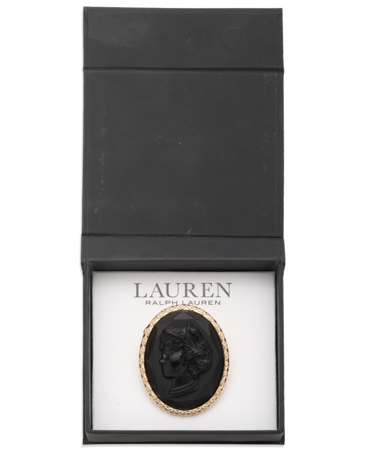 Ralph Lauren Epoxy Stone Black Antique Pin In Black