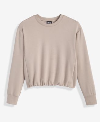 Petite Crewneck Bubble-Hem Top, Macy's Exclusive 