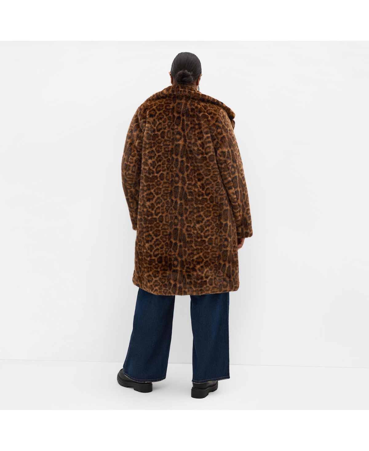 City Chic Plus Remi Leopard Faux Fur Coat