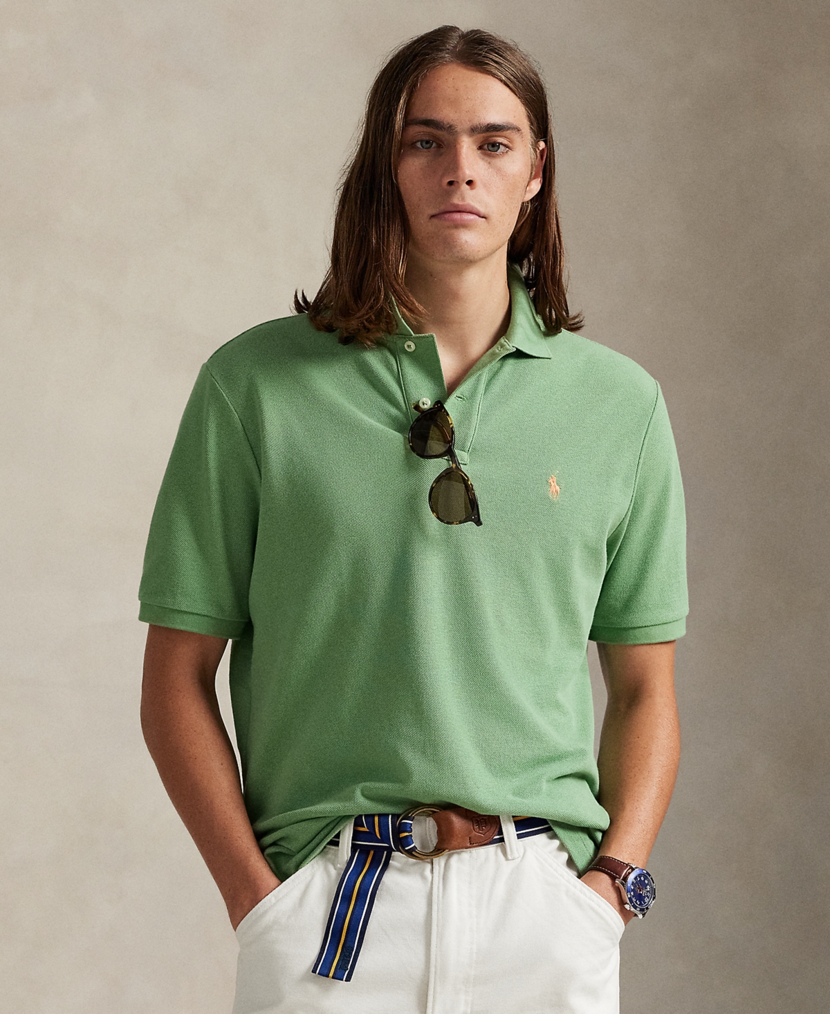 Polo Ralph Lauren Men's Custom Slim Fit Mesh Polo In Green
