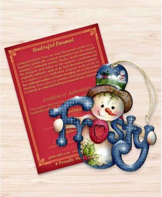 Frosty Wooden Holiday Ornament