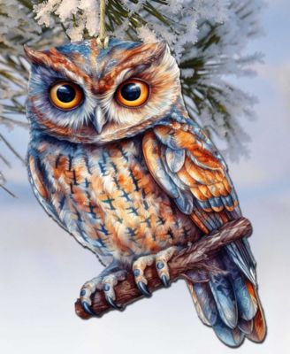 Alaskan Great Horned Owl Wooden Ornament