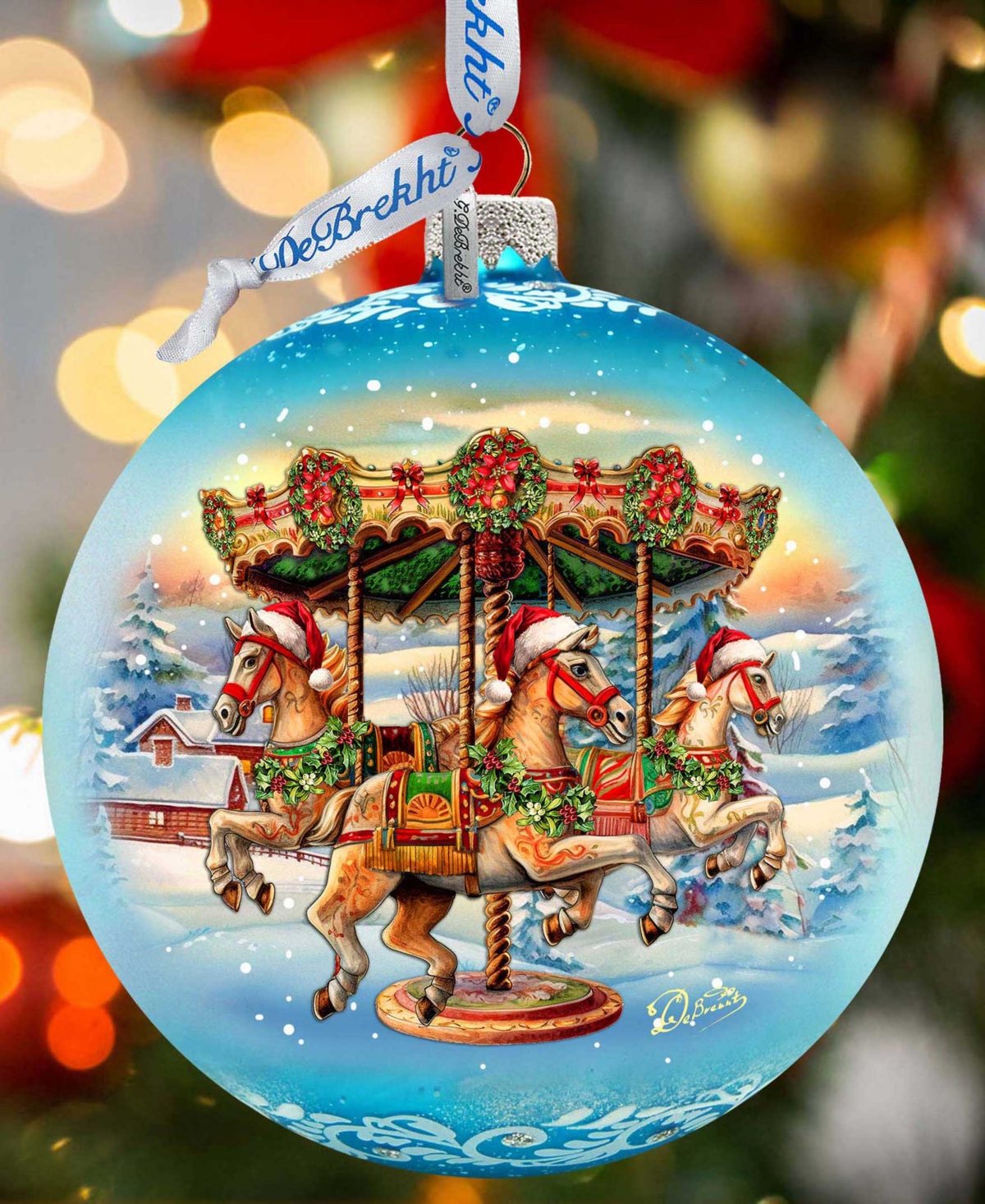 G.debrekht G. Debrekht Winter Carousel Le Glass Christmas Ornament In Multi