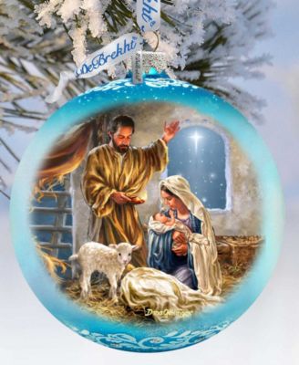 A Child Is Born Nativity LE Glass Ornament