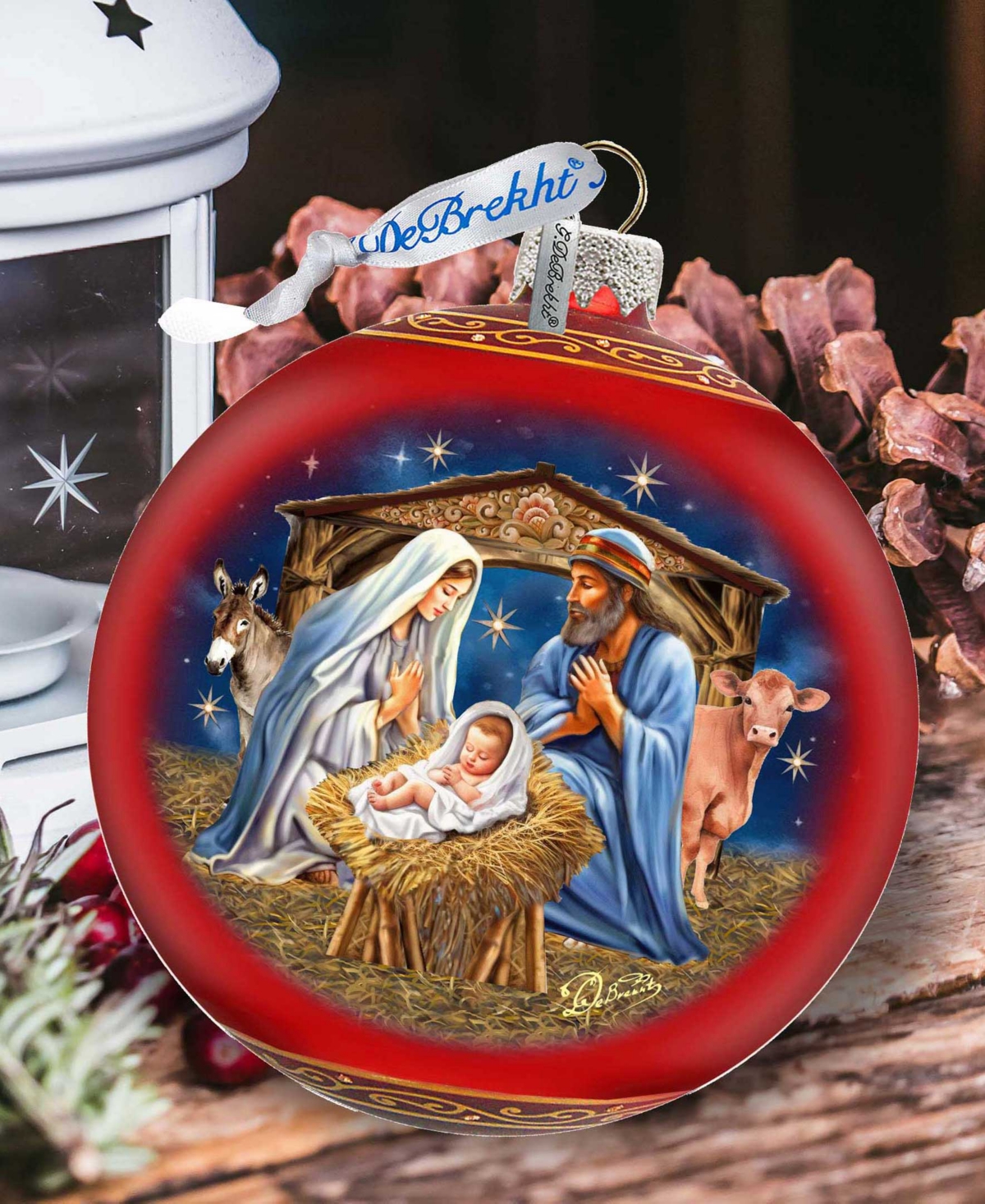 G.debrekht G. Debrekht From Stable To Savior Le Glass Ornament In Red