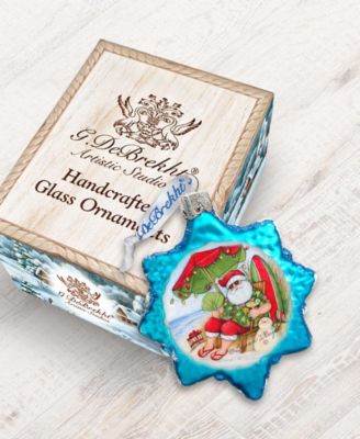 Santa on Beach Glass Ornament by S. Winget