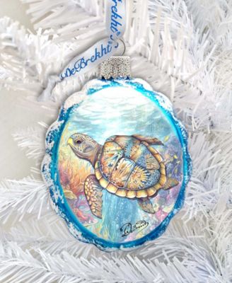 Turtle Christmas Glass Ornament