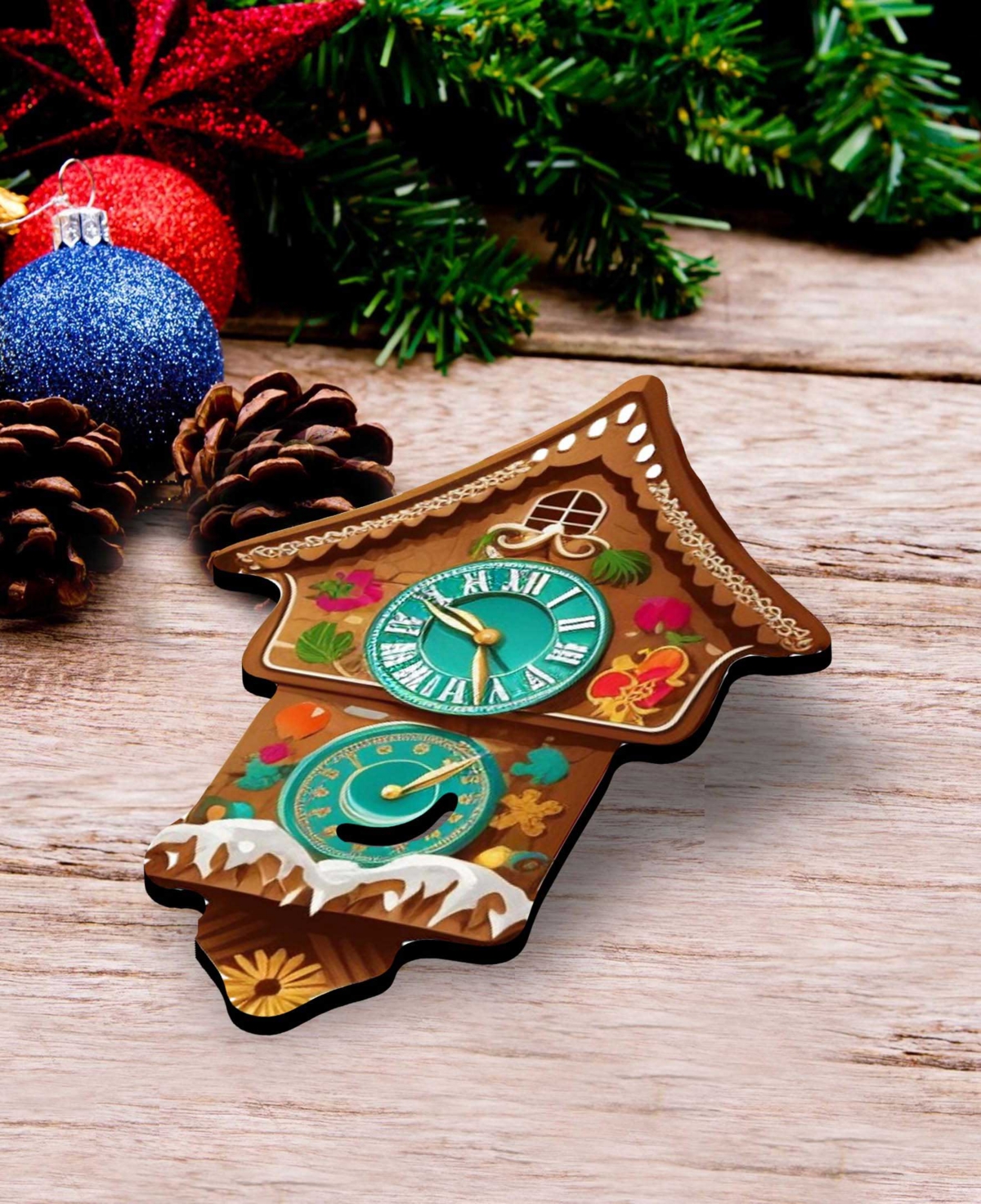 Designocracy Miniature Clock Wood Clip Ornaments, Set Of 3 In Multi