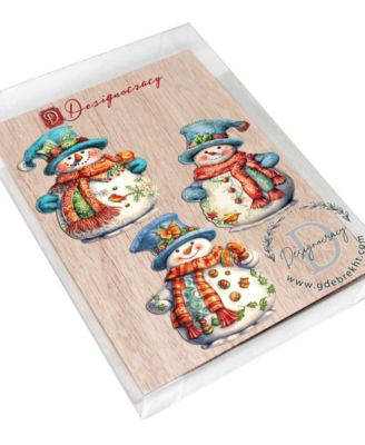 Snowman Wooden Clip-on Ornaments, Set of 3