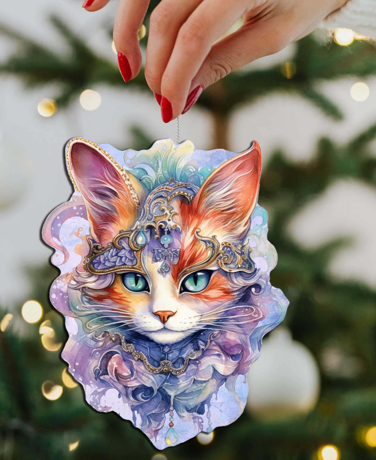Designocracy Beautiful Cats Holiday Ornaments, Set Of 3 In Multi
